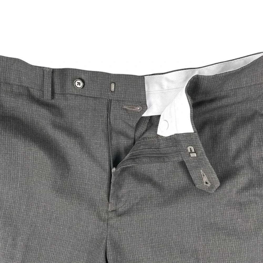 Ralph Lauren Dress Pants Men 34x32 Brown Gray Flat Front Classic Fit Stretch VTG